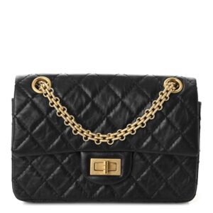 Aged Calfskin Quilted 2.55 Reissue Mini Flap Black