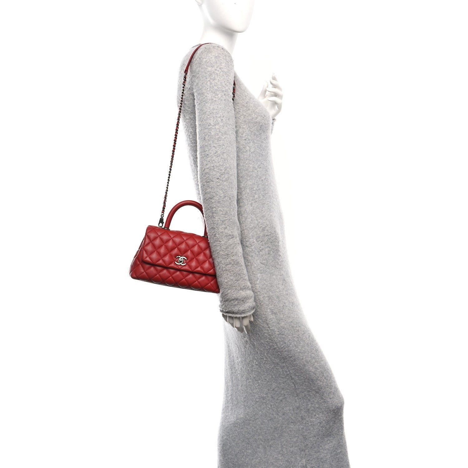 Caviar Quilted Mini Coco Handle Flap Red - Image 2