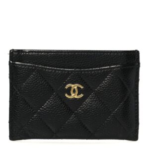 Caviar Quilted Card Holder Black