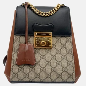 Padlock Backpack GG Supreme Monogram Calfskin Cuir Black