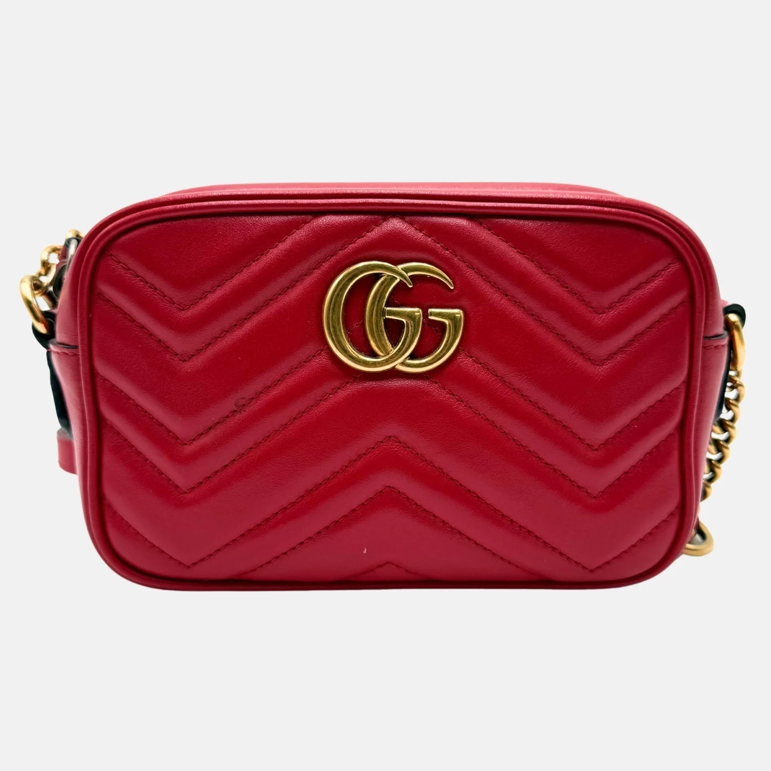 Marmont Camera Bag Red Matelassé Leather Mini