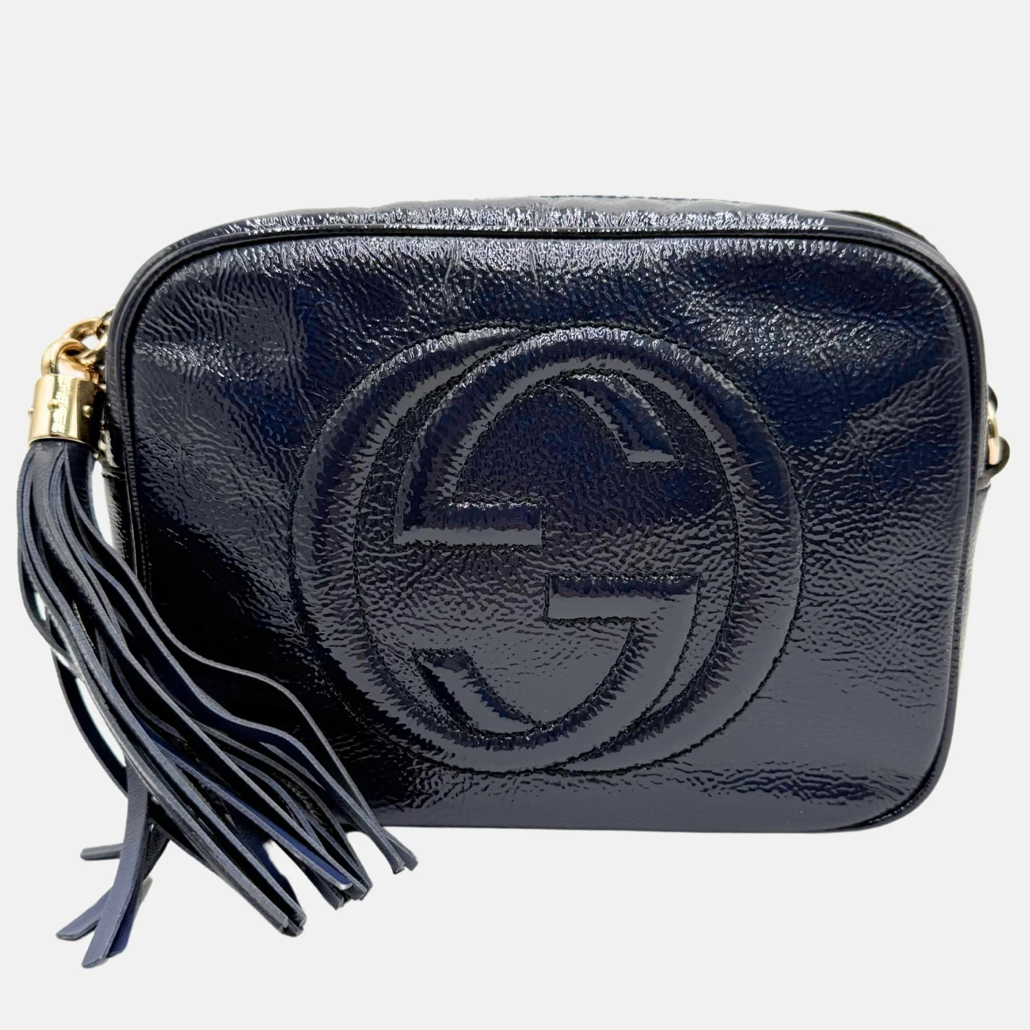 Soho Disco Shoulder Bag Navy Patent Leather Small