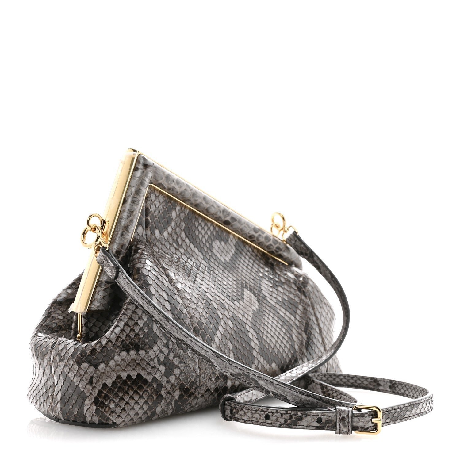 Fendi First Small Asfalto Grey Python Leather Bag - Image 3