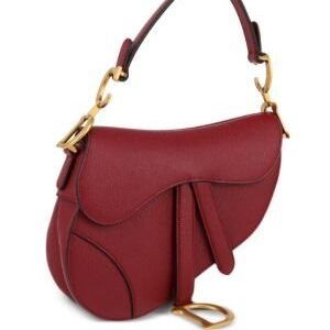 Saddle Bag with Strap  Cherry Red Grained Calfskin