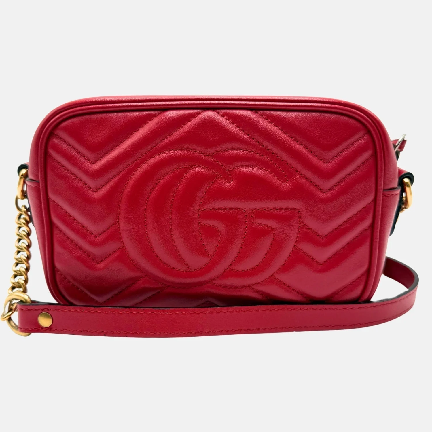 Marmont Camera Bag Red Matelassé Leather Mini - Image 2