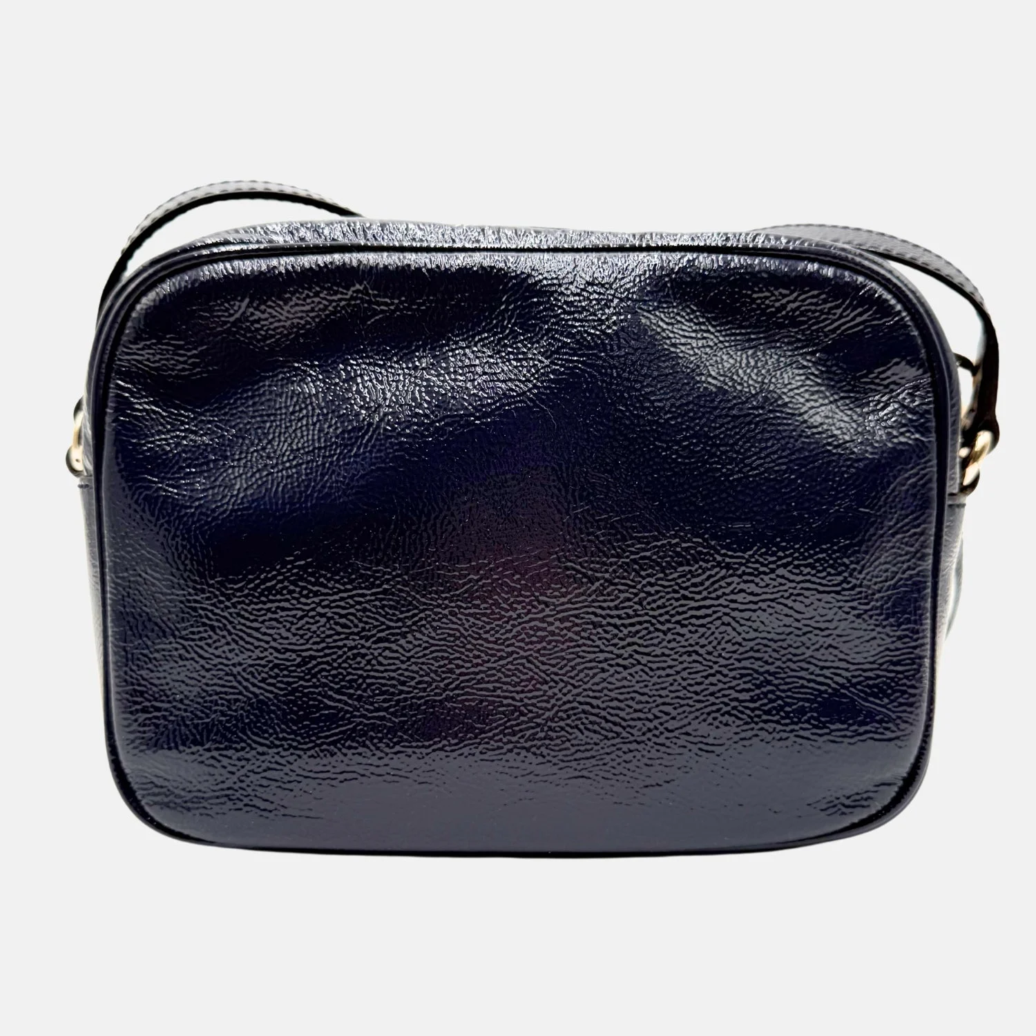 Soho Disco Shoulder Bag Navy Patent Leather Small - Image 2