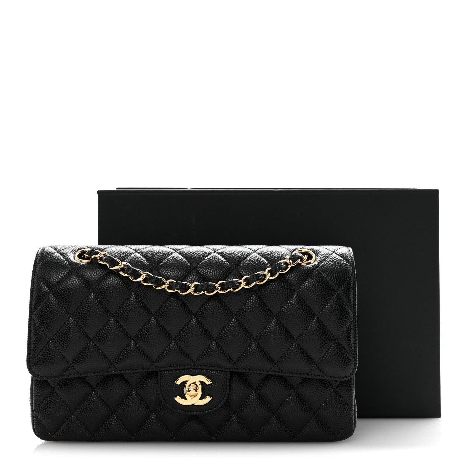 Caviar Quilted Medium Double Flap Black - Image 12