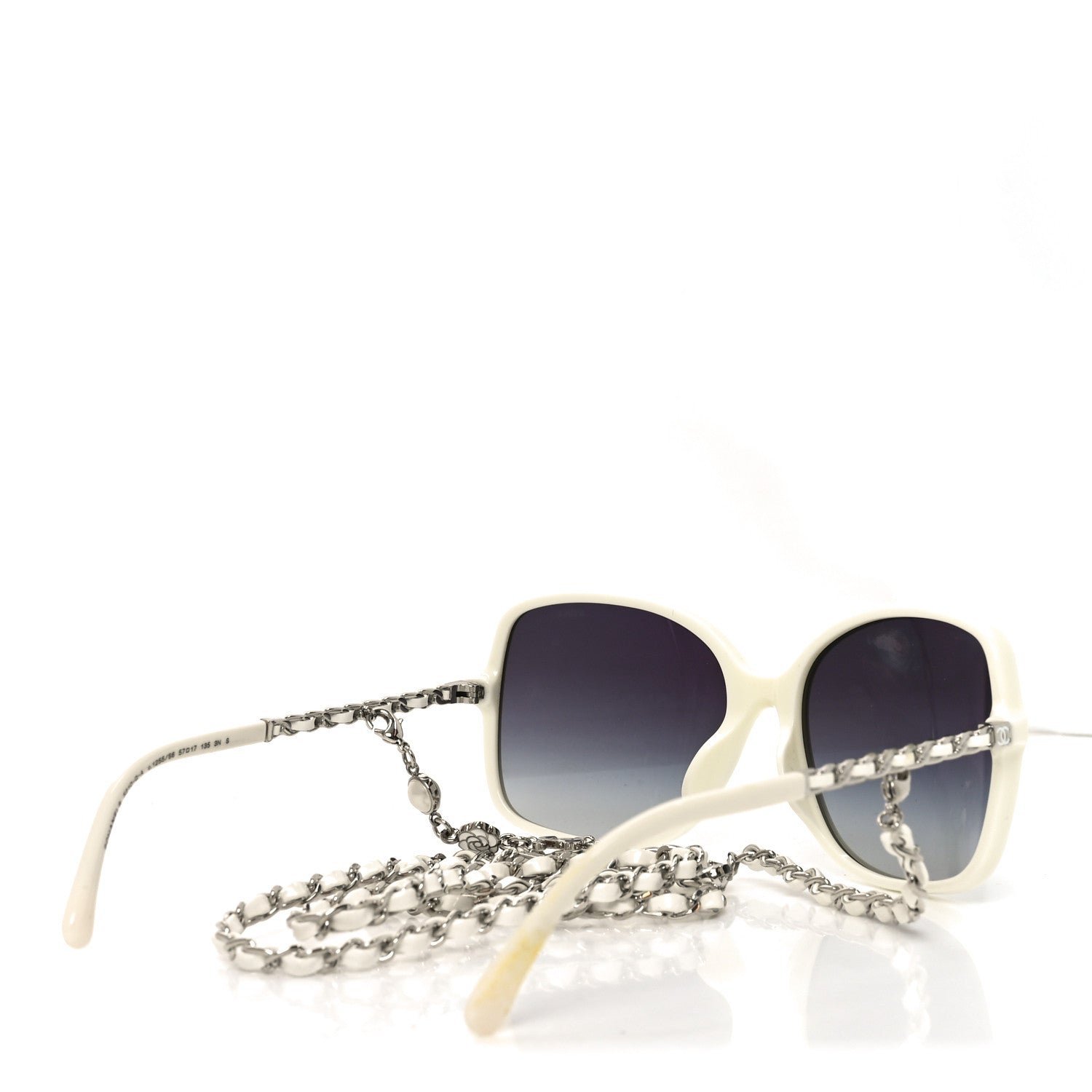 Acetate Metal Lambskin Square Chain Sunglasses 5210-Q-A White - Image 4