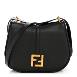 Fendi C'mon Medium Black Vitello Brenta Satchel Bag
