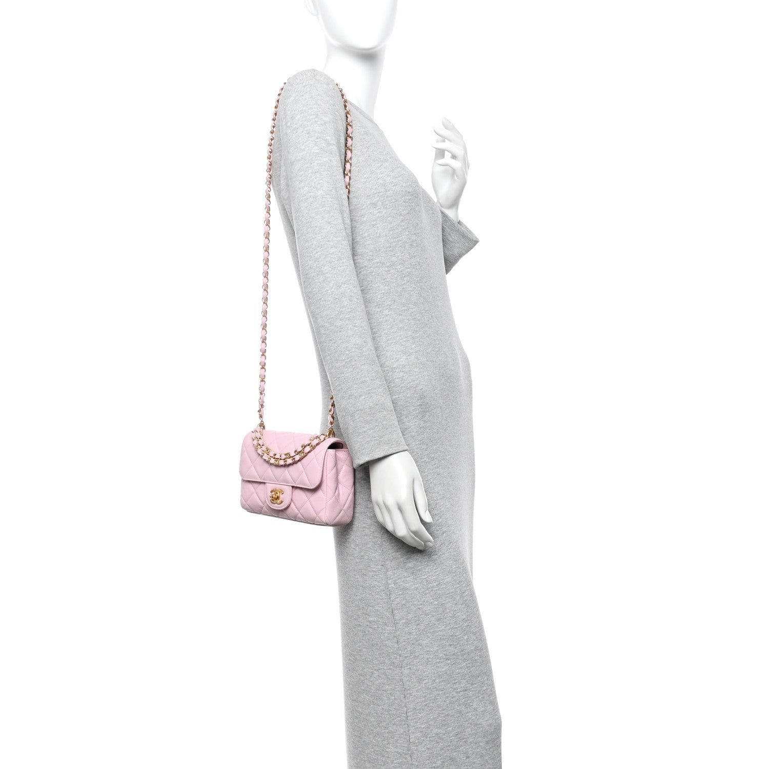 Caviar Quilted Mini Flap Light Pink - Image 2