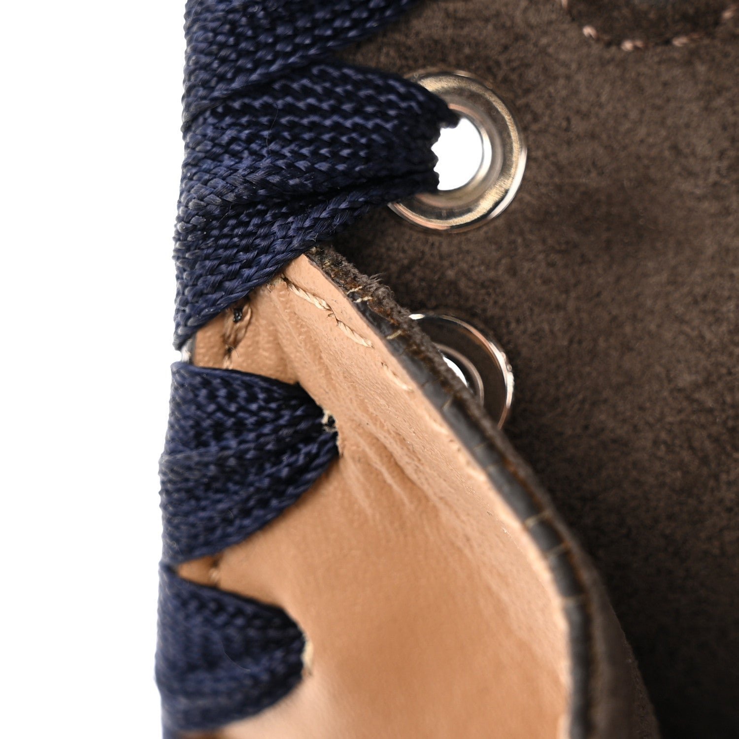 Fendi Vitello Liberty Lucido Ribbon Lace-Up Studded Small Kan I Shoulder Bag - Image 17