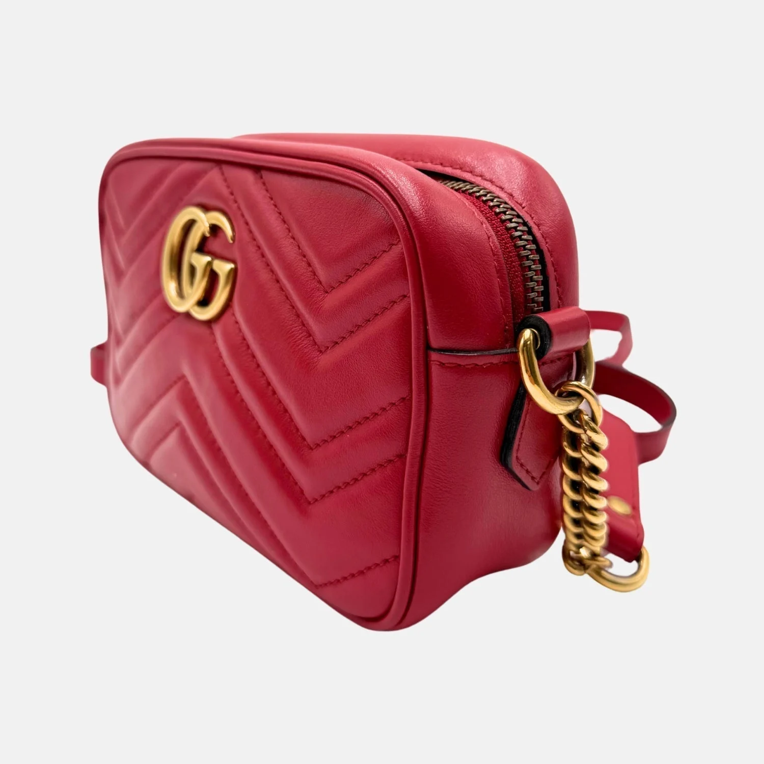 Marmont Camera Bag Red Matelassé Leather Mini - Image 3