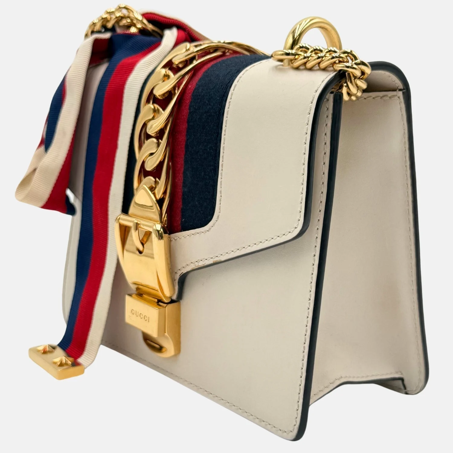 Sylvie Chain Shoulder Bag White Calfskin Mini - Image 3