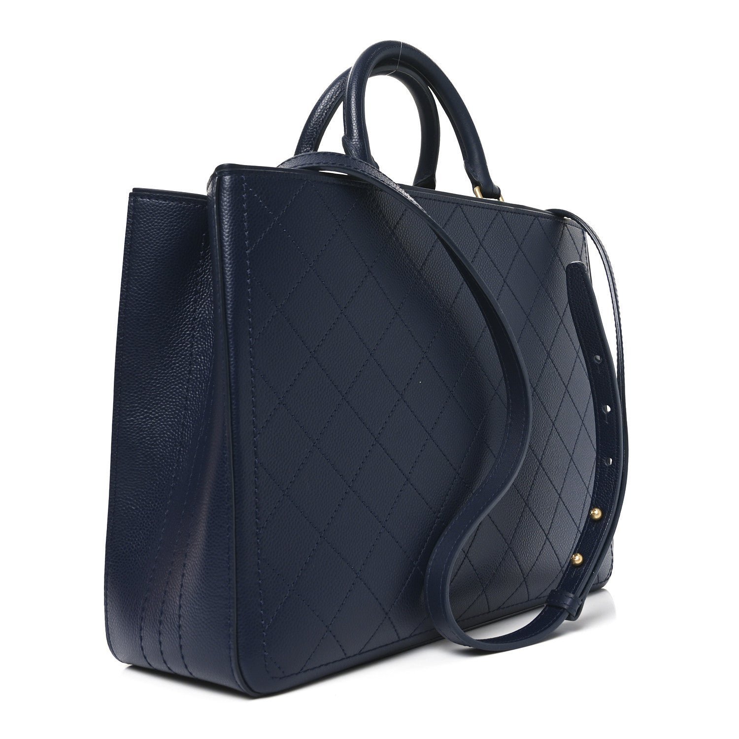 Bullskin Stitched Bi-Color Large Shopping Tote Blue - Image 3