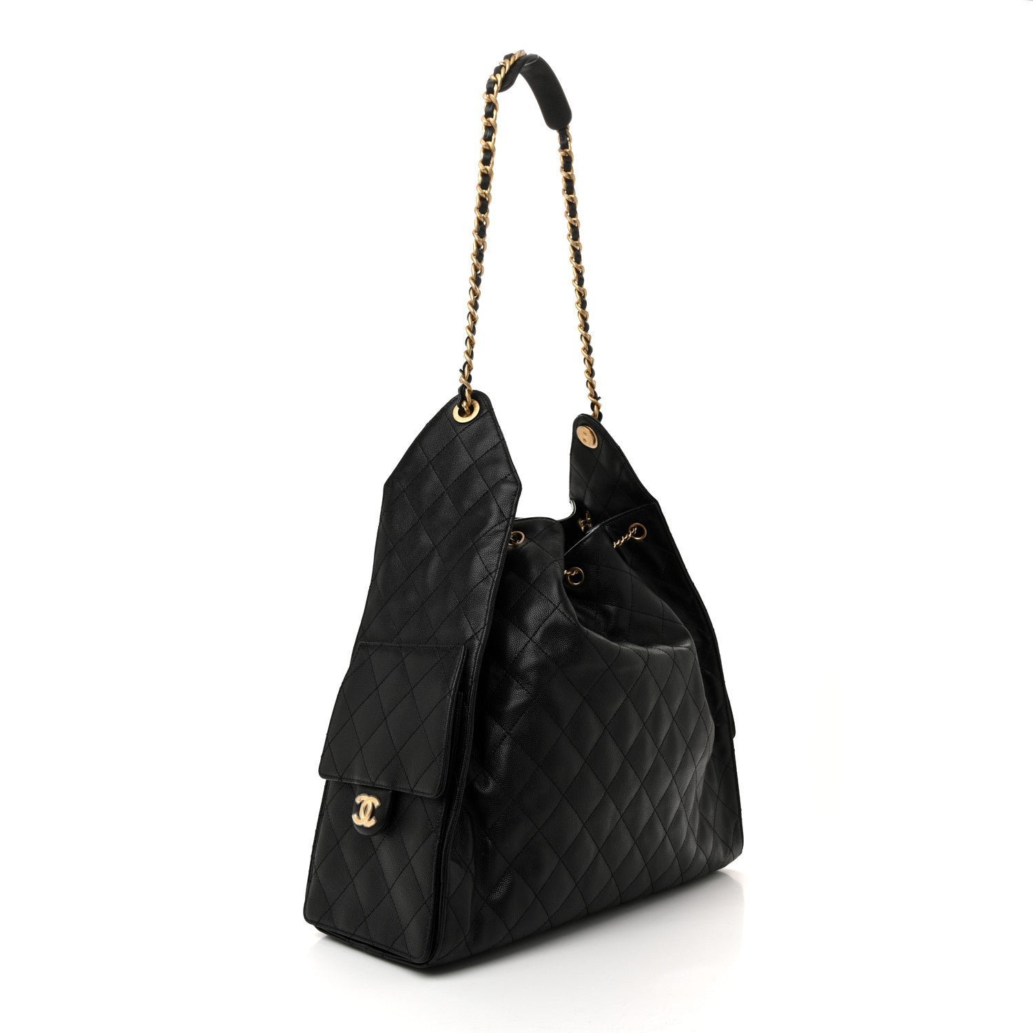 Caviar Quilted Large Chanel 25 Handbag Black - Image 4