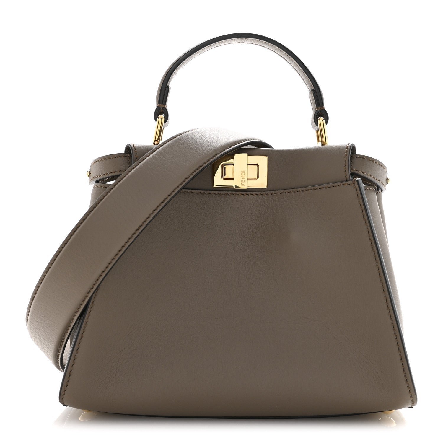 Fendi Vitello Seta Canvas FF Embroidered Mini Peekaboo Iconic Satchel