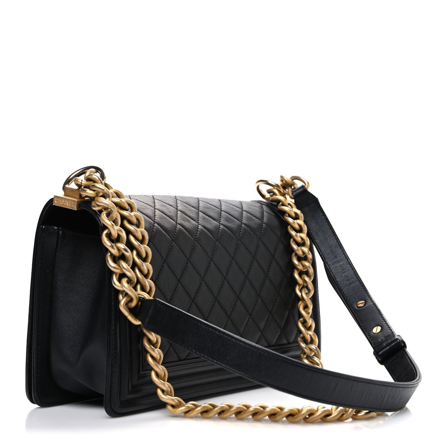 Calfskin Quilted Medium Boy Flap Black - Image 3