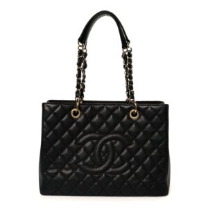 Caviar Quilted Grand Shopping Tote GST Black