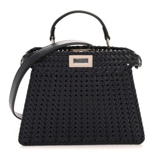 Fendi Vitello King Shiny Nappa Intreccio Petite Peekaboo I SEE U Satchel