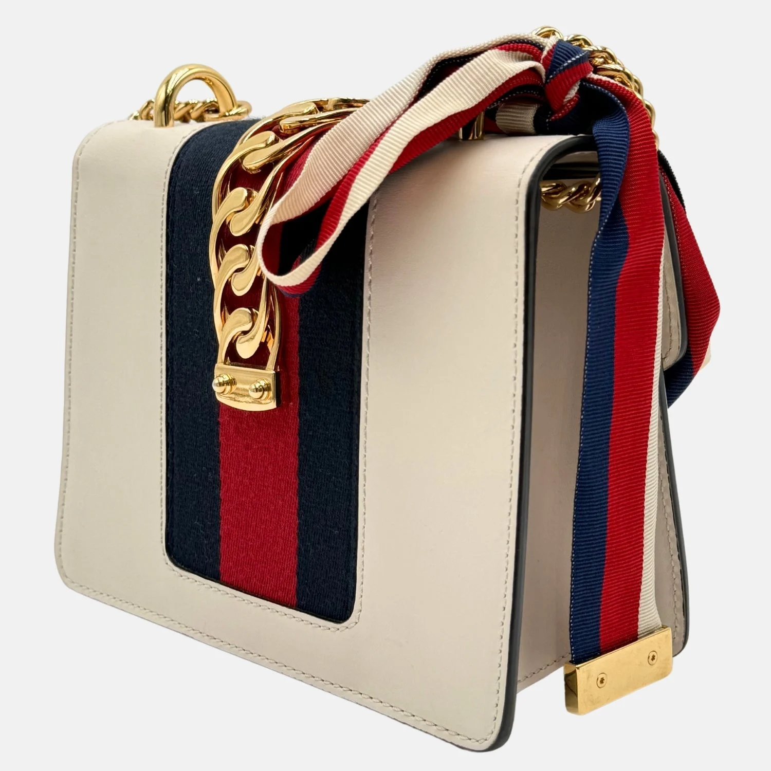 Sylvie Chain Shoulder Bag White Calfskin Mini - Image 4