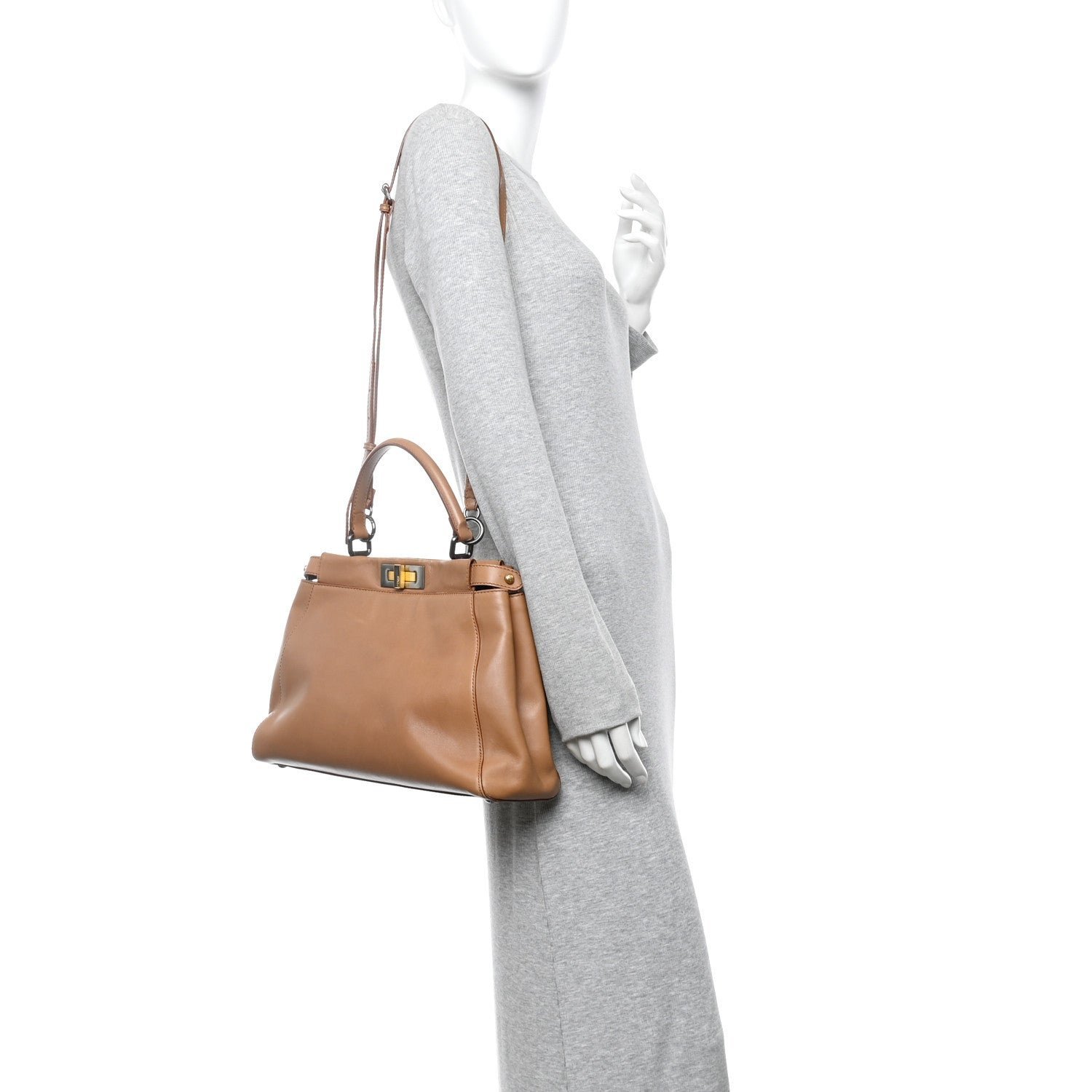 Fendi Vitello Seta Shiny Nappa Elaphe Medium Peekaboo Iconic Satchel - Image 2