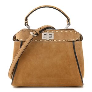 Peekaboo Mini Marrone Suede FF Iconic Satchel