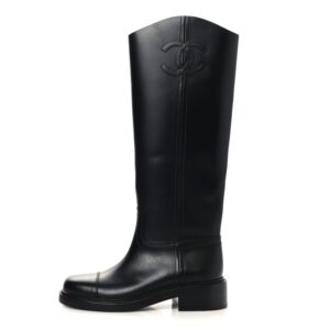 Calfskin Cap Toe CC Riding Boots 38.5 Black