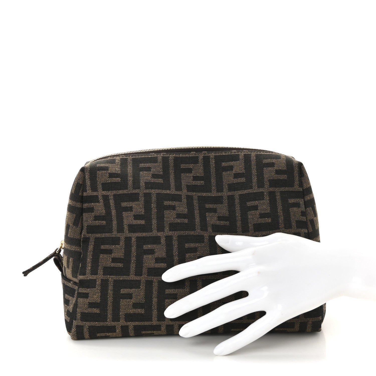 Fendi Fabric Jacquard FF 1974 Medium Trapezoid Beauty Pouch - Image 2