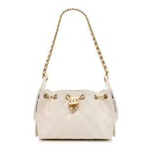 Caviar Quilted Mini Chanel 25 Handbag White