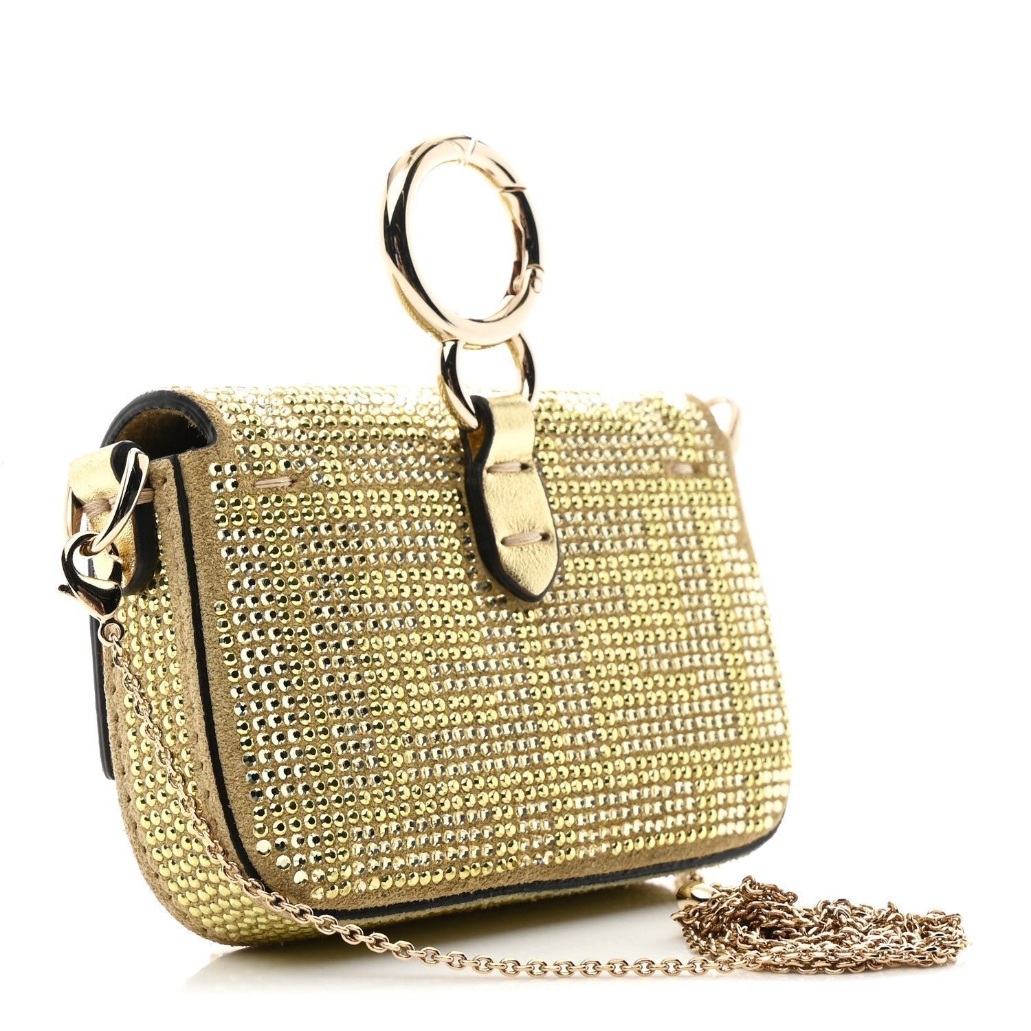 Fendi Crystal Vitello Laminato Nano Maxi Buckle Baguette Charm - Image 2
