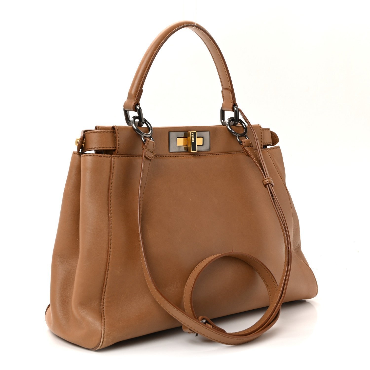 Fendi Vitello Seta Shiny Nappa Elaphe Medium Peekaboo Iconic Satchel - Image 3