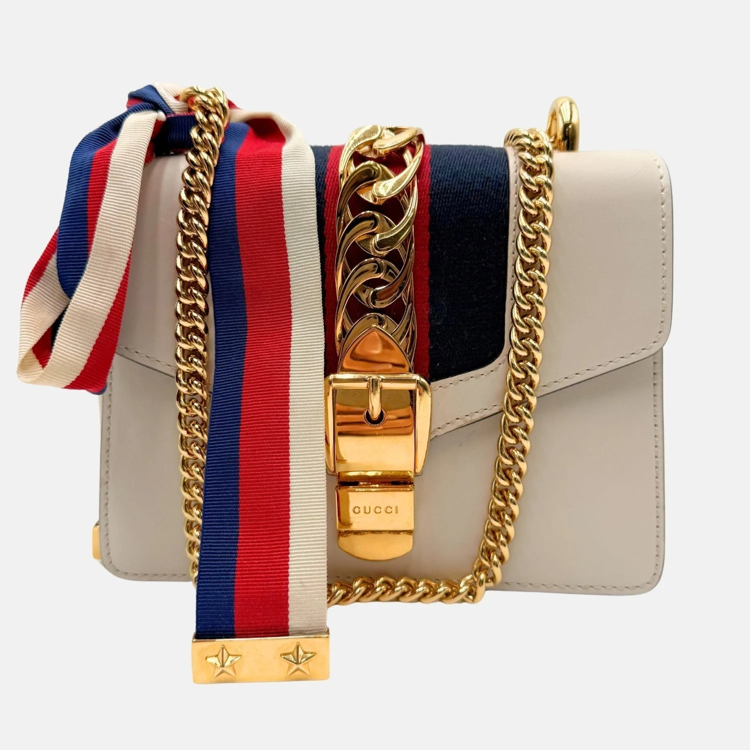 Sylvie Chain Shoulder Bag White Calfskin Mini - Image 6