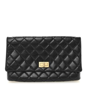 Aged Calfskin Quilted Reissue 2.55 Clutch Black