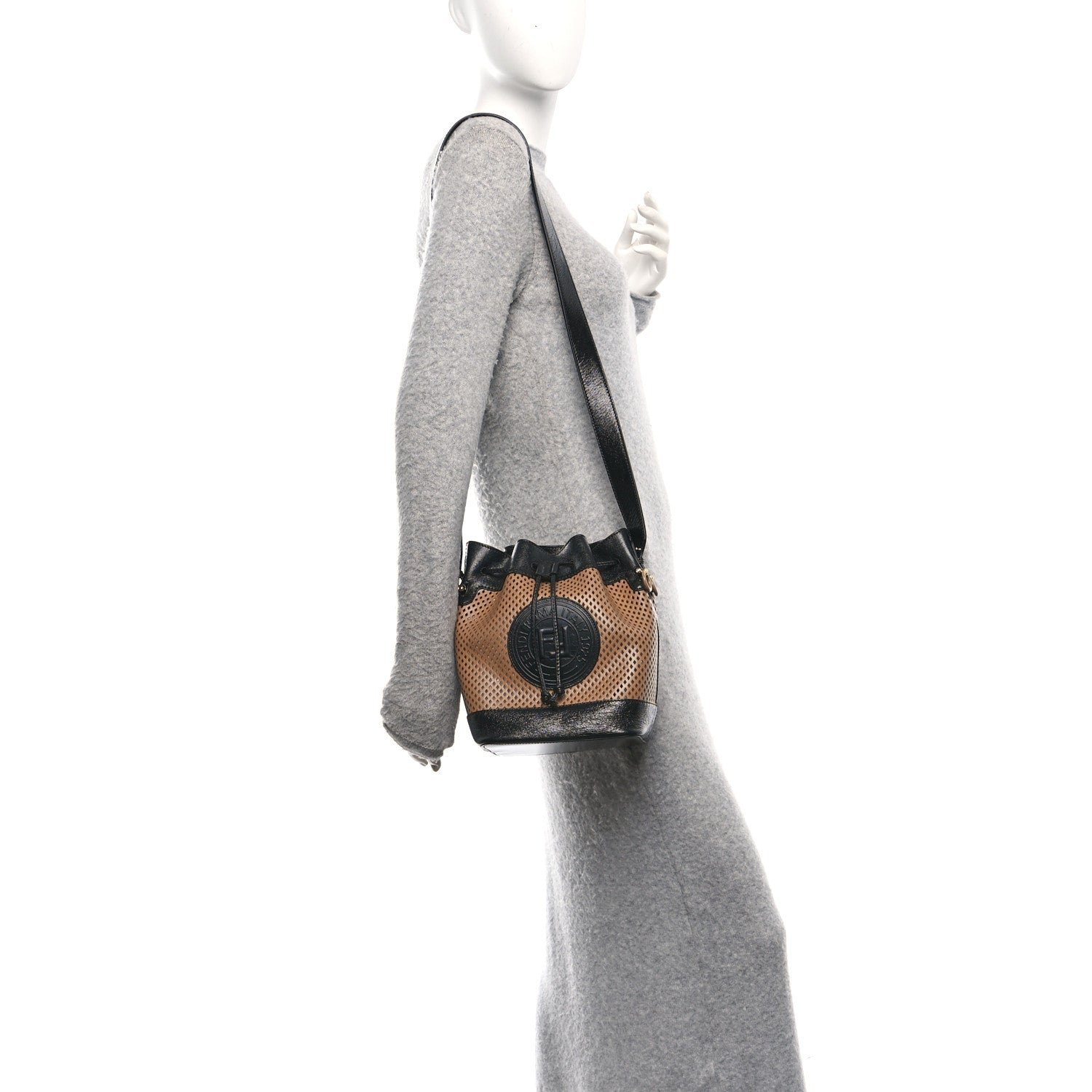 Fendi Vitello Liberty Perforated Small Mon Tresor Bucket Bag - Image 2