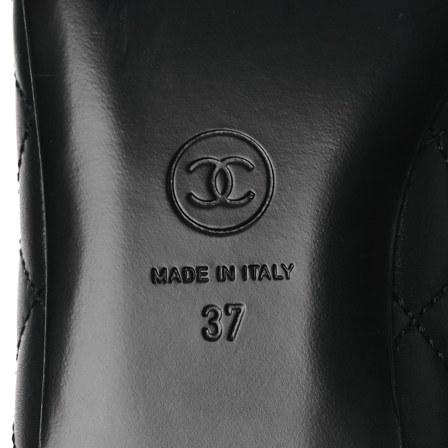 Calfskin Lambskin Quilted CC Cap Toe Ballerina Flats 37 Black - Image 8