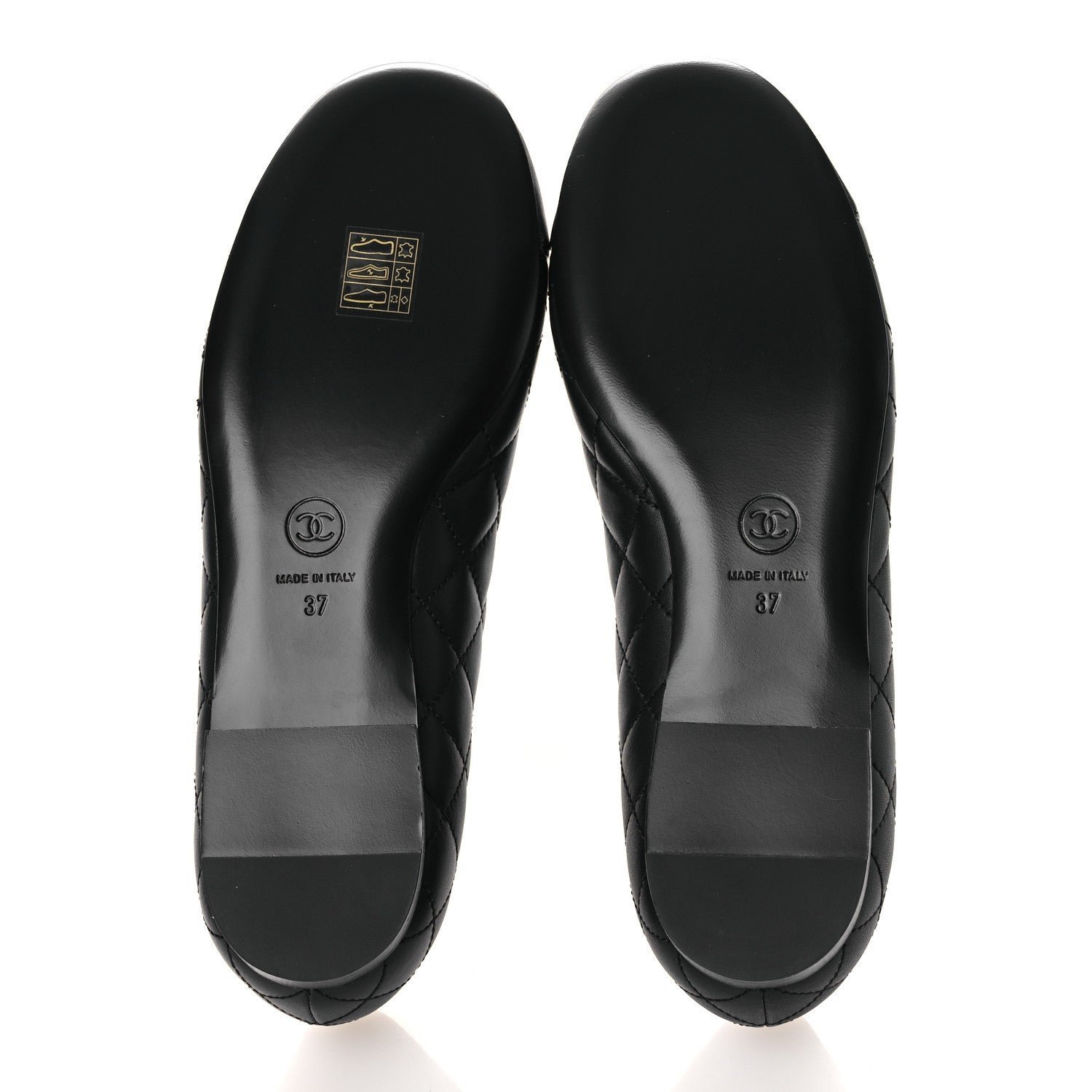 Calfskin Lambskin Quilted CC Cap Toe Ballerina Flats 37 Black - Image 7