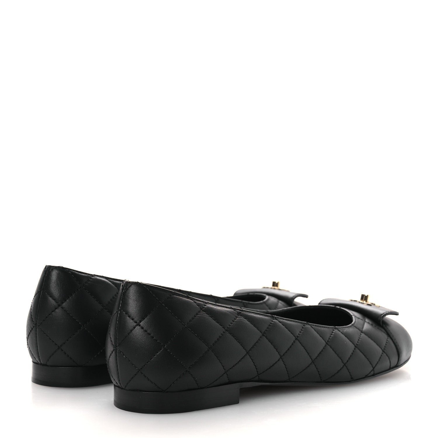 Calfskin Lambskin Quilted CC Cap Toe Ballerina Flats 37 Black - Image 5