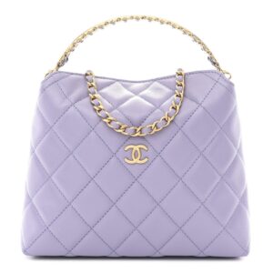 Caviar Quilted Chanel Way Clutch With Chain Light Purple