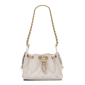 Caviar Quilted Mini Chanel 25 Handbag White