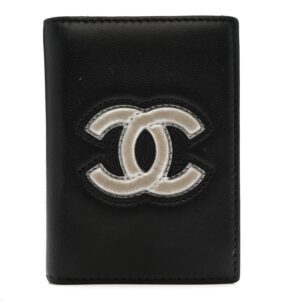 Calfskin Classic Card Holder Black Silver