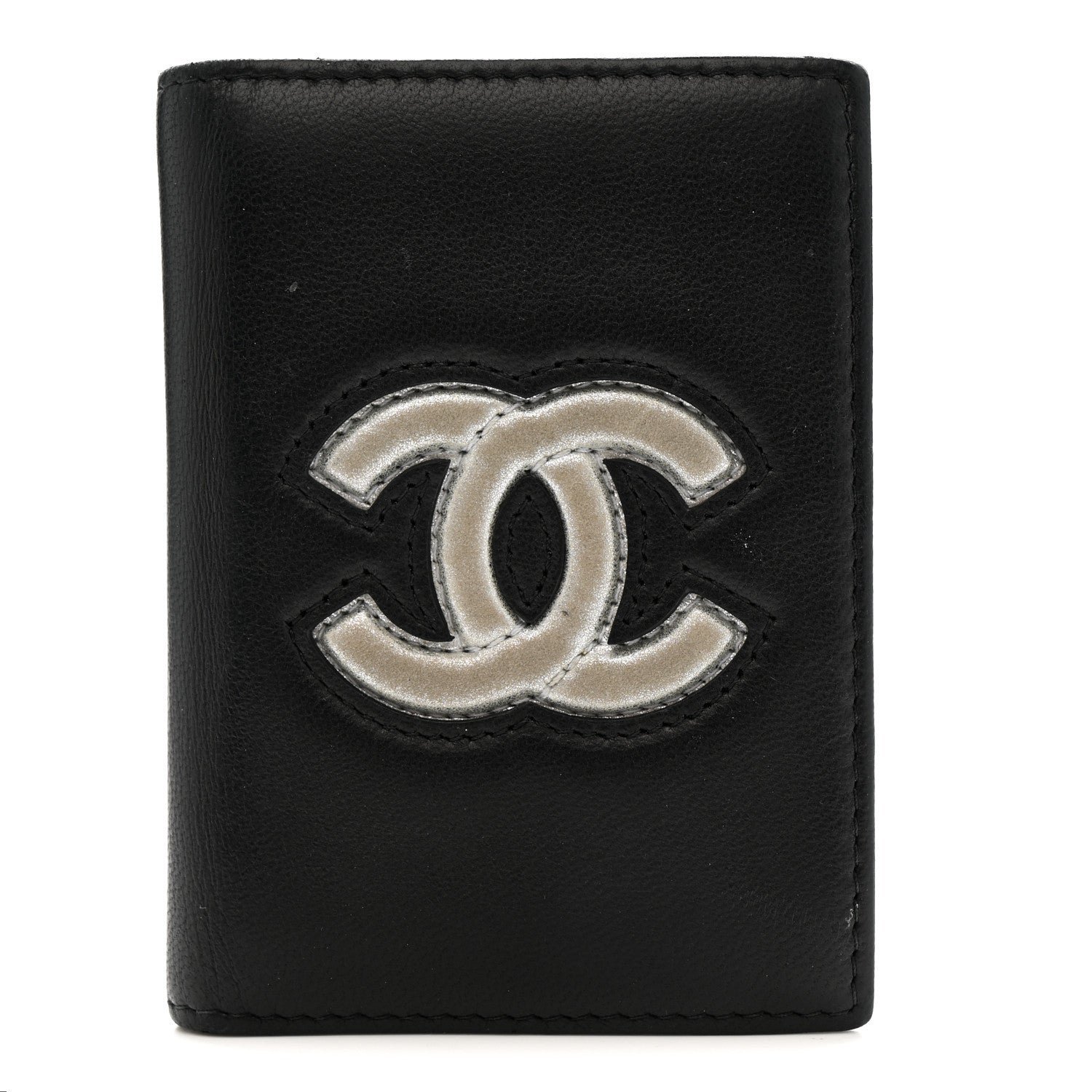 Calfskin Classic Card Holder Black Silver