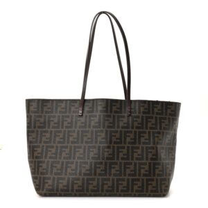 Fendi Zucca Spalmati Medium Roll Tote (Tobacco/Rosso)