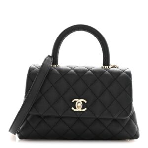 Caviar Quilted Mini Coco Handle Flap Black