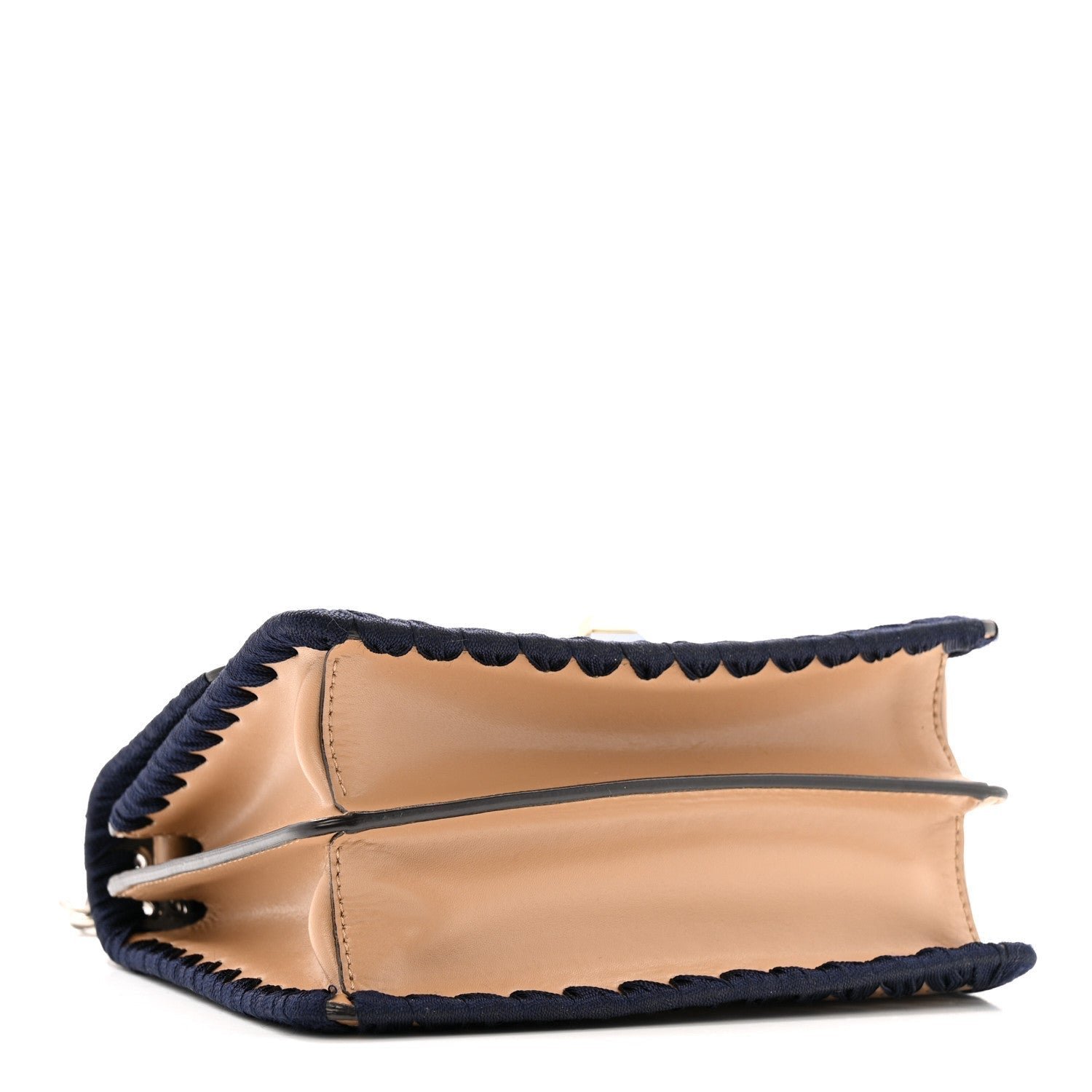 Fendi Vitello Liberty Lucido Ribbon Lace-Up Studded Small Kan I Shoulder Bag - Image 4