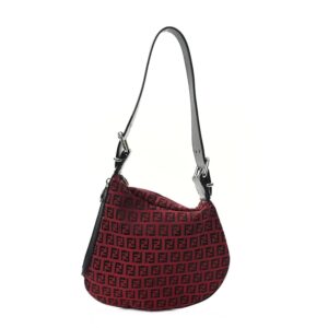 Fendi Zucchino Oyster Shoulder Bag (Red/Black Canvas)