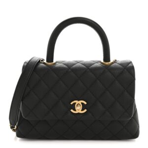 Caviar Quilted Mini Coco Handle Flap Black