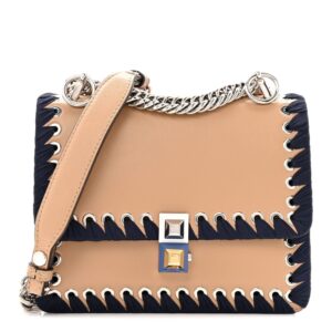 Fendi Vitello Liberty Lucido Ribbon Lace-Up Studded Small Kan I Shoulder Bag