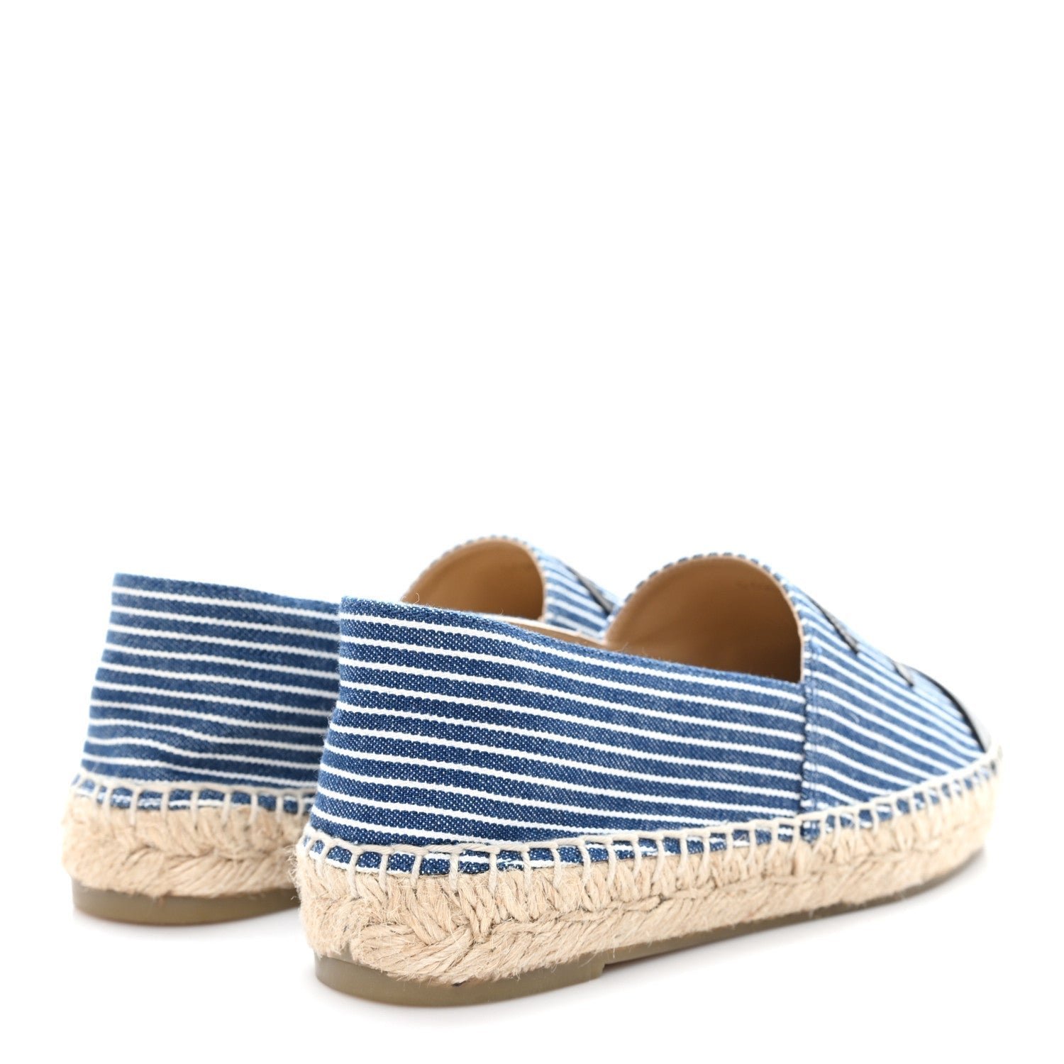 Canvas Striped Patent CC Espadrilles 35 Navy Black - Image 5