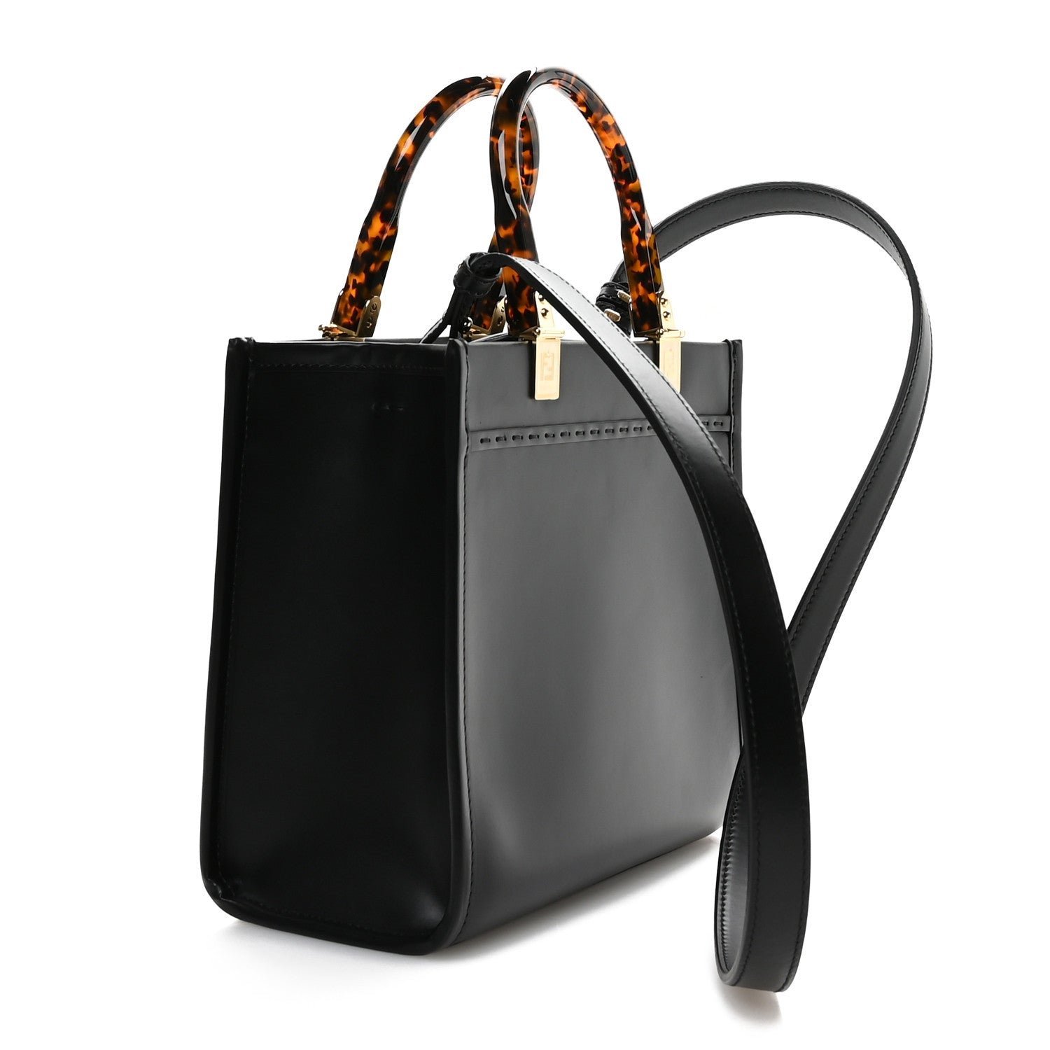 Fendi Vitello King Plexiglass Logo Embossed Small Fendi Sunshine Shopper Tote - Image 3