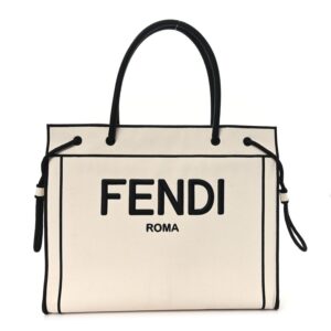 Fendi Canvas Logo Large Shopping Tote